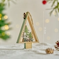 Mini albero di Natale in legno con design pupazzo di neve e scritta XMAS, altezza 14.5cm - Pupazzo di Neve di Natale Stile