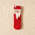 Plush Santa Claus coral fleece Christmas sock in festive red with white pom-pom detail - White Beard Santa
