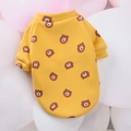 Cute yellow pet hoodie with cartoon bear print and warm fleece for small dogs and cats - Yellow Bear