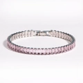 Elegant tennis bracelet featuring rectangular pink cubic zirconia in silver-plated settings - White Gold Pink Zirconia