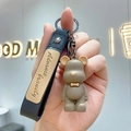 Brown teddy bear keychain with Advance bravely wrist strap and black metal hook - Silicone Style (Little Bear A665) / Silicone Nordic Bear-Brown