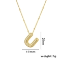 18K gold plated necklace with micro-pave zircon 'U' letter pendant, weight 7g - Letter U / Gold