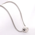 Minimalist silver stainless steel box chain necklace with polished 12mm cube pendant - Steel
