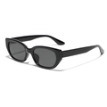 Occhiali da sole neri rettangolari moderni con lenti scure e montatura sottile elegante - Nero Lucido / Grigio