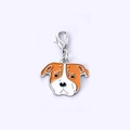 Pendentif chien en émail orange et blanc avec fermoir mousqueton en métal robuste - 46 Staffordshire Terrier
