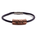 Detail of rose gold magnetic clasp braided bracelet with black zircon inlays - Rose Gold K