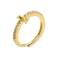 Macro shot of 18K gold plated Capricorn zodiac ring with sparkling zircon stones - Capricorn / Gold