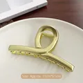 Minimalist golden metal shark hair claw clip in 11cm size for elegant women hairstyles - Matte Gold
