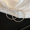 Silver-plated hoop earrings with geometric grid pattern texture and hinged closure - 60# Silver (925 Sterling Silver Earring Post)