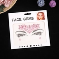 Bijoux de visage en strass rose avec formes de gouttes et diamants sur fond noir - 165*155mm / Rose