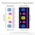 Fluorescent feather arm tattoo sticker with UV glow effect in 21x10.4cm size - Fluorescent CS-024