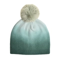Winter tie-dye gradient green knit beanie with faux fur pom pom and ribbed cuff - Green Gradient