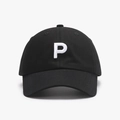 Gorra de béisbol de algodón negro con bordado 3D blanco de la letra P en el frente - Ajustable / Negro