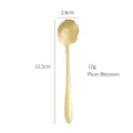 Cucchiaino da caffè dorato a forma di fiore di prugno in acciaio inossidabile, 12,5 cm - Fiore di Prugno Oro