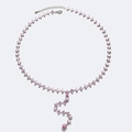 Elegant Y-shaped necklace with pink marquise stones and teardrop pendant in silver finish - Pink Marquise Y-Shape (Silver Base)