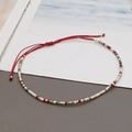 Handmade Bohemian adjustable red cord bracelet with colorful beads and lucky stones - Red Rope/Colorful Seed Bead(BR0129)