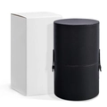 Cylindrical black faux leather makeup brush holder with a protective lid and case - Black XXL Full Bucket with Corrugated Box