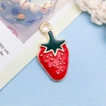 Cute red strawberry enamel alloy pendant with gold plating for DIY jewelry making - 1 Piece (11x21mm)