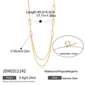 Detailansicht der 18K vergoldeten Edelstahlkette mit Maßen und Strass-Elementen - Hohl Geometrische Kette Stil (JDN0311142)
