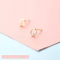 Minimalist gold leaf earring with clear cubic zirconia stud measuring 0.5cm in length - Simple Circle