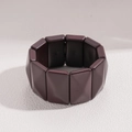 Detailed view of vintage acrylic stretch bracelet with dark purple rectangular resin links - Glossy / Coffee