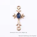 KC gold plated cross pendant with navy blue crystal for jewelry making, 2.6cm height - 11790 Gold Ink Blue