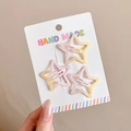 Three-piece set of pink and yellow gradient star hair clips with glitter finish - Star Style (5#) / Three-Piece Set / Yellow Pink Gradient