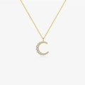 Elegante Halskette aus vergoldetem S925 Silber mit mondförmigem C-Anhänger und Zirkonia - 925er Silber / 18K Gold / Klarer Stein