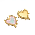 Pink enamel and gold heart charms with irregular vintage textured edges for jewelry DIY - Light Pink Marble Heart