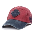Vintage washed cotton baseball cap with maple leaf patch and Canada side embroidery - Adjustable / Burgundy