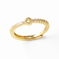 Adjustable gold plated letter O ring with shimmering cubic zirconia pavé setting - Gold-O