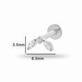 Titanium piercing sieraad met marquise en ronde zirkoon stud van 6,5x3,5 mm - Drie Zirkoon Boog Stijl (1#) / Zilver