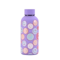 Botella térmica de acero inoxidable violeta con caras sonrientes y acabado mate - Púrpura taro Estilo 14A