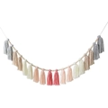 Ghirlanda boho con nappe in cotone e perle di legno per decorazione murale e pareti casa - Rosa 18 Nappe