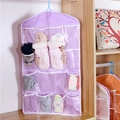 Organizzatore sospeso viola con 16 tasche trasparenti per biancheria e calzini - Viola