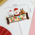 Christmas cake topper featuring Santa and reindeer with Merry Christmas banner - #6007 Colorful Merry Christmas Banner with Friends