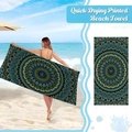 Detailed pattern of a quick-drying mandala beach towel with vibrant geometric prints - 150*75cm-250g / Cyan Yellow Dark Blue Color Block