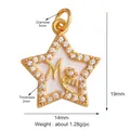 Star-shaped Mom pendant charm with white enamel and sparkling zircon inlay for DIY jewelry - Star Mom-Gold-White Enamel