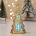 Mini albero di Natale in cristallo luminoso con glitter dorati e luce LED blu-viola - Oro (Glitter Luce Colorata Piccolo)