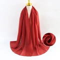 Solid red pearl chiffon long scarf with bubble texture, elegant draped headscarf for women - Red