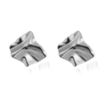 Macro shot of silver stainless steel earrings with irregular crumpled texture and polished finish - Silver Square Wrinkled