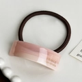Pink marble texture acetate hair tie with golden logo on a woven elastic band - 4.4cm / Pink
