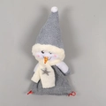 Sac de Noël bonhomme de neige en peluche tricoté gris et blanc avec cordon de serrage - Bonhomme de neige / Gris