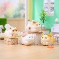 Cute cartoon cat crystal holders with pink stones in a cozy miniature dollhouse setting - 1244-1 (Calico Cat and Siamese Cat and Orange Cat and White Cat)