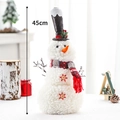 Figurine bonhomme de neige de 45cm avec texture peluche, écharpe rayée et chapeau haut de forme - Petit bonhomme de neige avec grand chapeau de gentleman