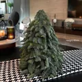 Mini albero di Natale artificiale 40cm su runner pied de poule per decoro tavola - Pino Nobilis Artificiale 40cm