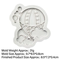 Hot air balloon and cloud silicone mold for fondant and chocolate decorations - Style 3 - Hot Air Balloon Cloud Star / Gray