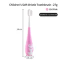 Pink penguin kids U-shaped toothbrush for ages 2-12 with soft bristles and stand - Soft Bristle Brush-Pink (2-12 Years Old)