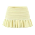 Gonna corta in maglia giallo tenue con balze e coulisse in vita per un look elegante - S / Gonna Gialla