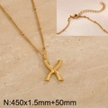 Golden uppercase letter X pendant necklace with beaded chain and lobster clasp - Gold Letter X (KN287045-Z)